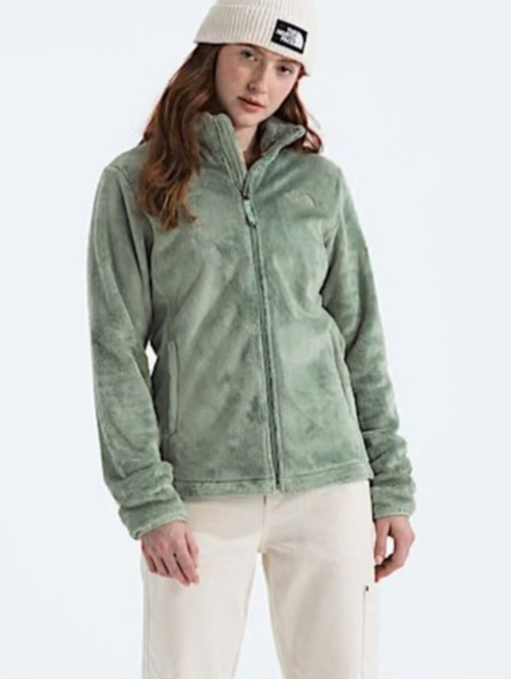 MediumThe North Face Women's Sage Green Osito High - Pile Fleece Full Zip Jacket